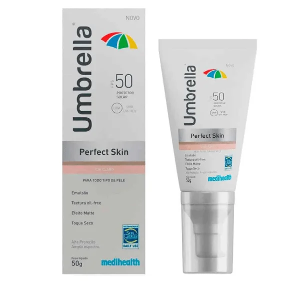 Protetor Solar Facial Umbrella Perfect Skin FPS 50 cor Claro 50g